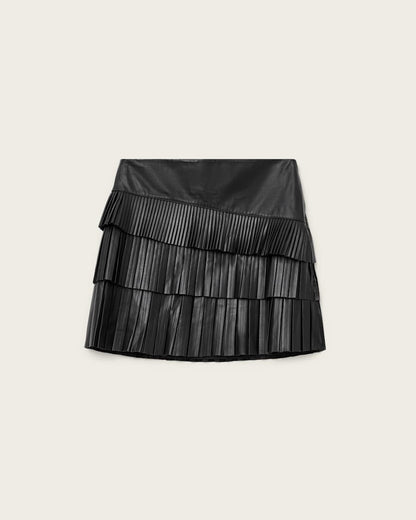 AllSaints Nara Leather Pleated Mini Skirt Women's Black Women's