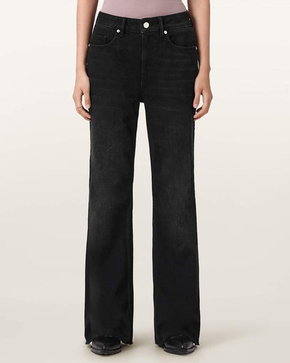 AllSaints Ember Flared Denim Jeans Women's Washed Black Women's
