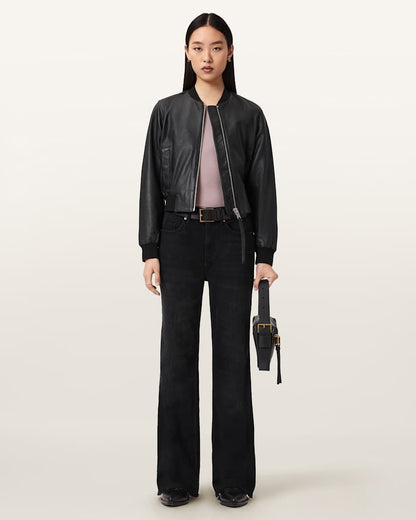 AllSaints Ember Flared Denim Jeans Women's Washed Black Women's