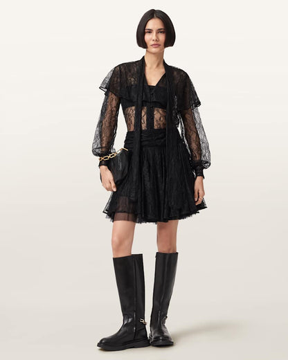 AllSaints Athena Lace Shirt Women's Black Women's