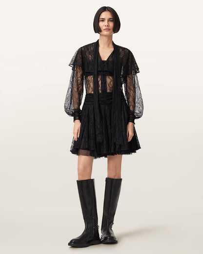AllSaints Athena Lace Shirt Women's Black Women's