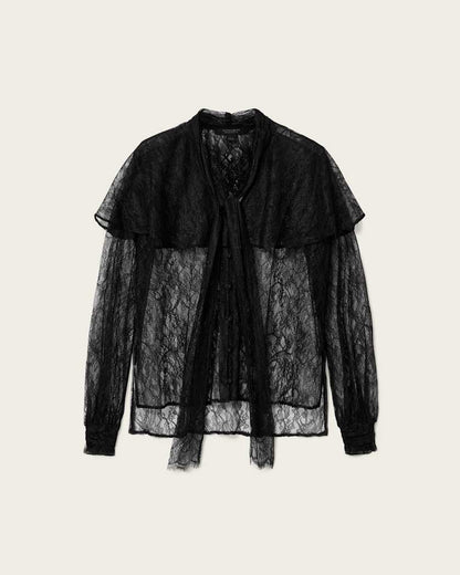 AllSaints Athena Lace Shirt Women's Black Women's