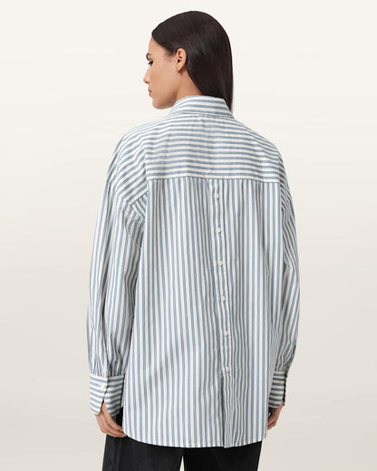 AllSaints Adrianne Relaxed Striped Shirt Women's Blue/White Women's