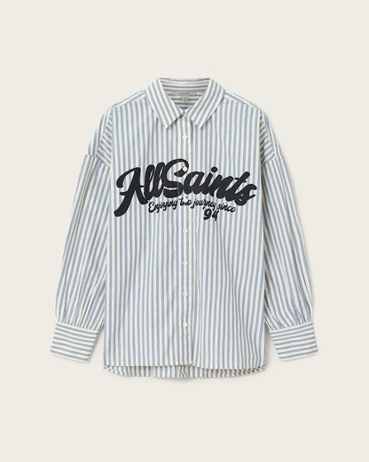 AllSaints Adrianne Relaxed Striped Shirt Women's Blue/White Women's