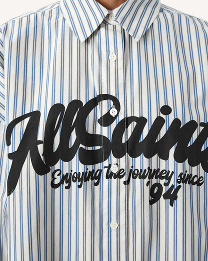 AllSaints Adrianne Relaxed Striped Shirt Women's Blue/White Women's