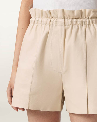 AllSaints Fran High Rise Leather Shorts Women's Mole Brown Women's
