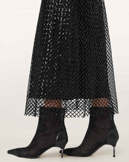 AllSaints Chantelle Sequin Midi Slip Dress Women's Black Women's