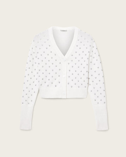 AllSaints Mazzy Cropped Embellished Cardigan Women's Chalk White Women's