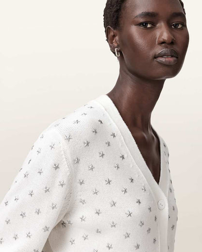 AllSaints Mazzy Cropped Embellished Cardigan Women's Chalk White Women's