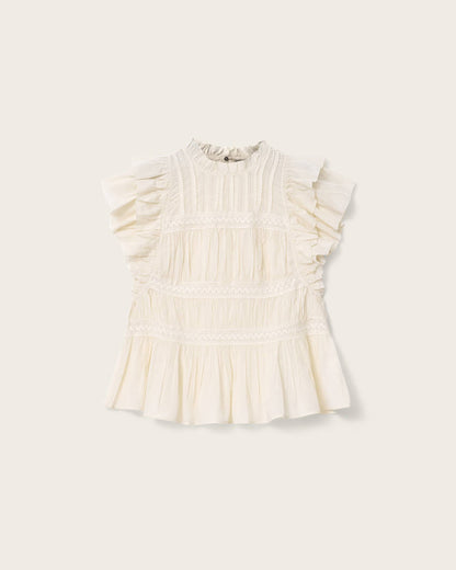 AllSaints Harriet Short Sleeve Ruched Relaxed Fit Top Women's Dove White Women's