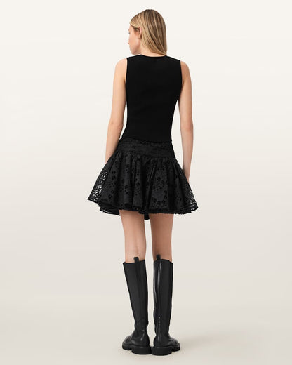 AllSaints Dotty Broderie Mini Skirt Women's Black Women's