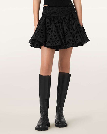 AllSaints Dotty Broderie Mini Skirt Women's Black Women's