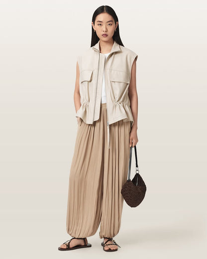 AllSaints Eshe Loose Fit Satin Pants Women's Pinto Brown Women's