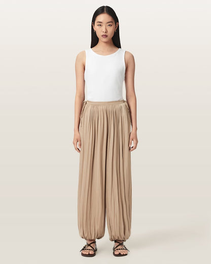 AllSaints Eshe Loose Fit Satin Pants Women's Pinto Brown Women's