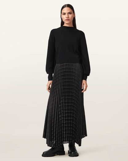 AllSaints Sinead 2 In 1 Pleated Dress Women's Black Women's