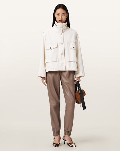 AllSaints Jen Leather Sweatpants Women's Mocha Brown Women's