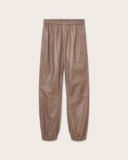 AllSaints Jen Leather Sweatpants Women's Mocha Brown Women's