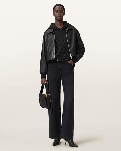 AllSaints Artia Embos Relaxed Hoodie Women's Black Women's