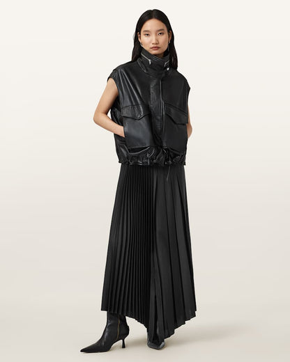 AllSaints Jax Pleated Midi Skirt Women's Oxblood Red Women's