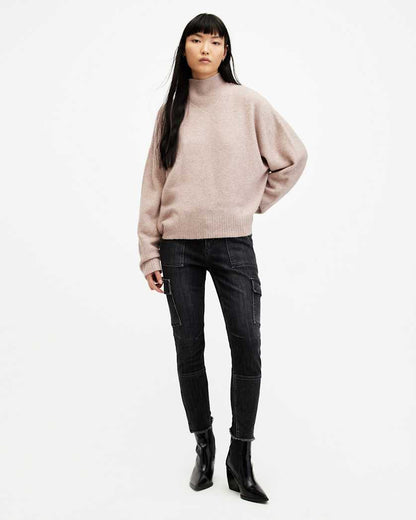 AllSaints Asha High Neck Sweater Women's Pashmina Pink Women's