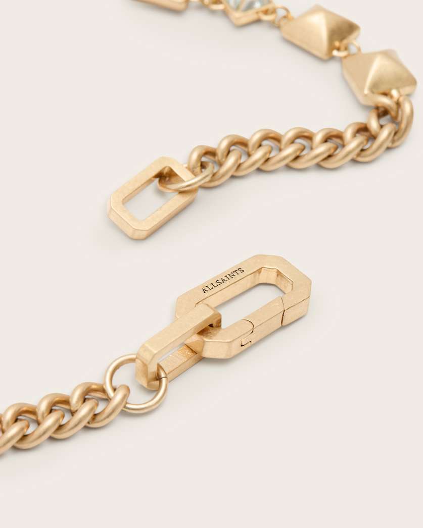 AllSaints Elora Hexagon Chain Necklace Women's Warm Brass Women's
