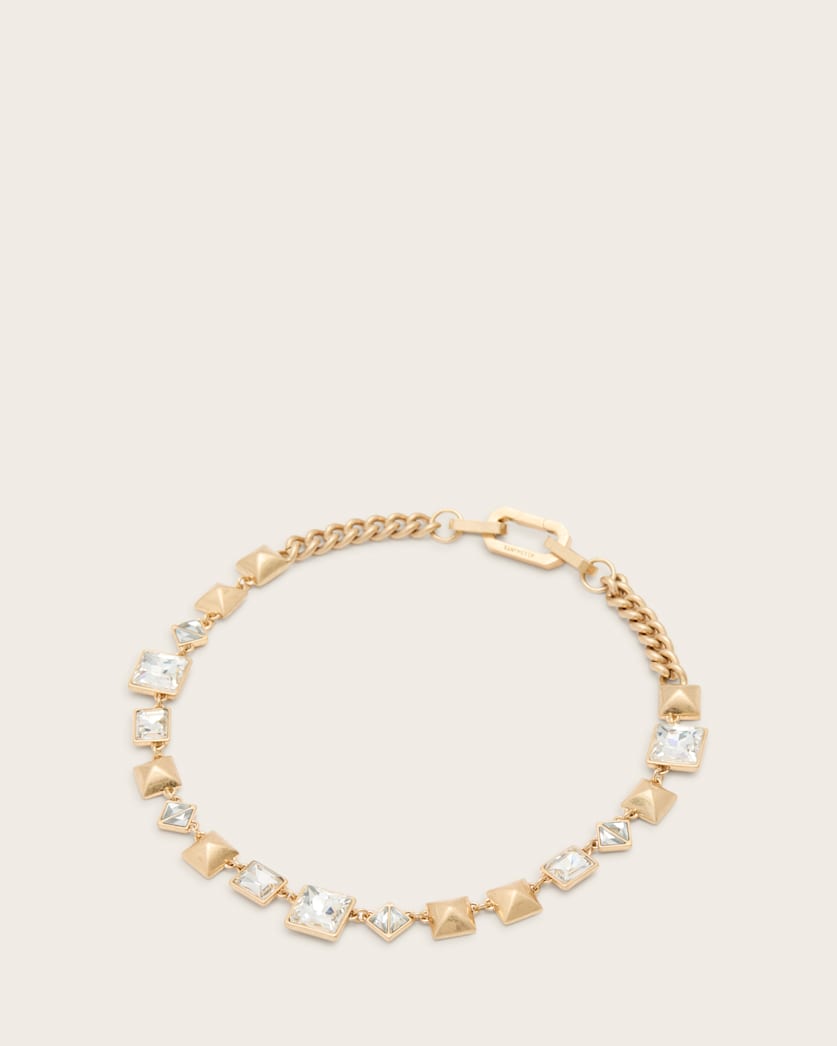 AllSaints Elora Hexagon Chain Necklace Women's Warm Brass Women's