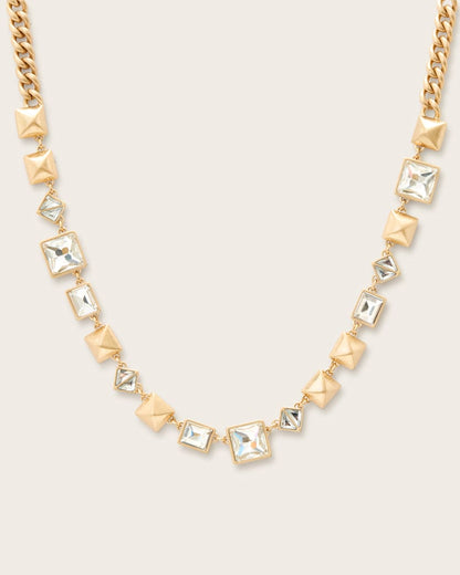 AllSaints Elora Hexagon Chain Necklace Women's Warm Brass Women's
