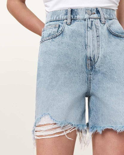 AllSaints Doris Wide Leg Denim Shorts Women's Light Indigo Women's