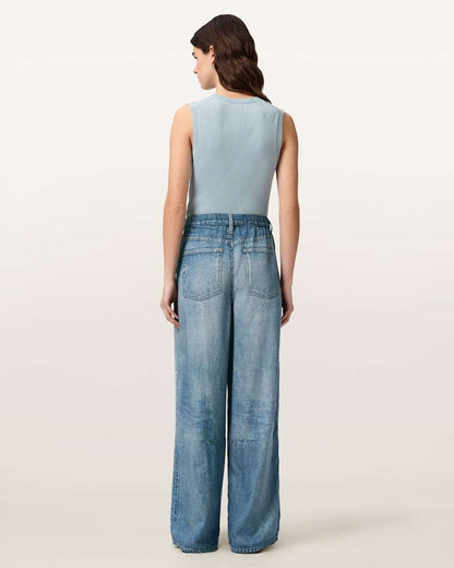 AllSaints Jett Barrel Leg Illusion Of Denim Pants Women's Illusion Indigo Women's