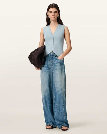 AllSaints Jett Barrel Leg Illusion Of Denim Pants Women's Illusion Indigo Women's