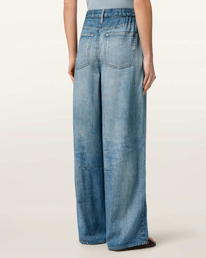 AllSaints Jett Barrel Leg Illusion Of Denim Pants Women's Illusion Indigo Women's