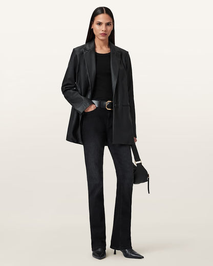 AllSaints Haldan Slim Bootcut Denim Jeans Women's Washed Black Women's