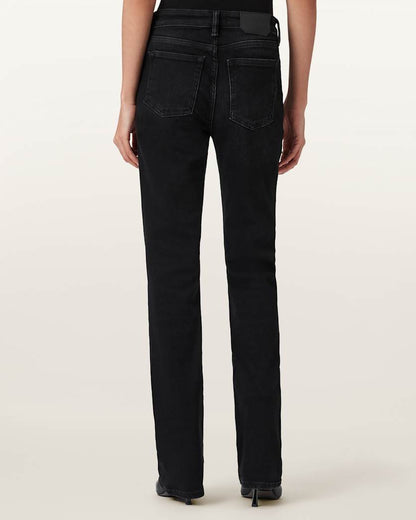 AllSaints Haldan Slim Bootcut Denim Jeans Women's Washed Black Women's