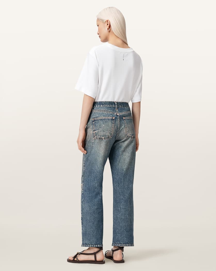 AllSaints Ida Terry Straight Leg Illusion Of Denim Pants Women's Illusion Tint Blue Women's