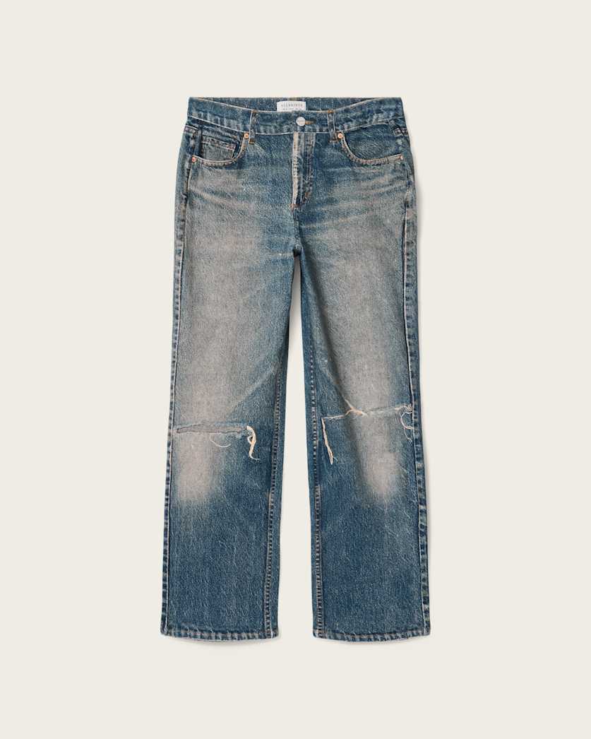 AllSaints Ida Terry Straight Leg Illusion Of Denim Pants Women's Illusion Tint Blue Women's
