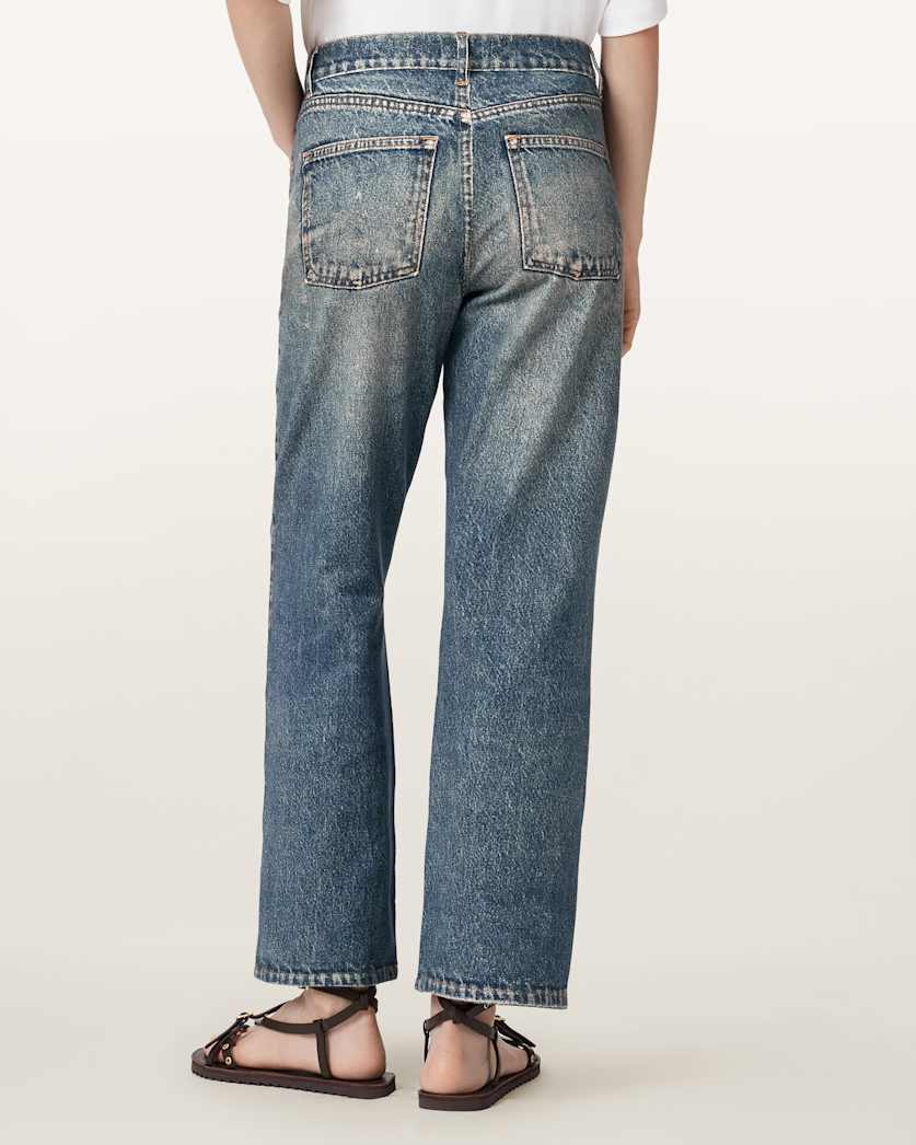 AllSaints Ida Terry Straight Leg Illusion Of Denim Pants Women's Illusion Tint Blue Women's