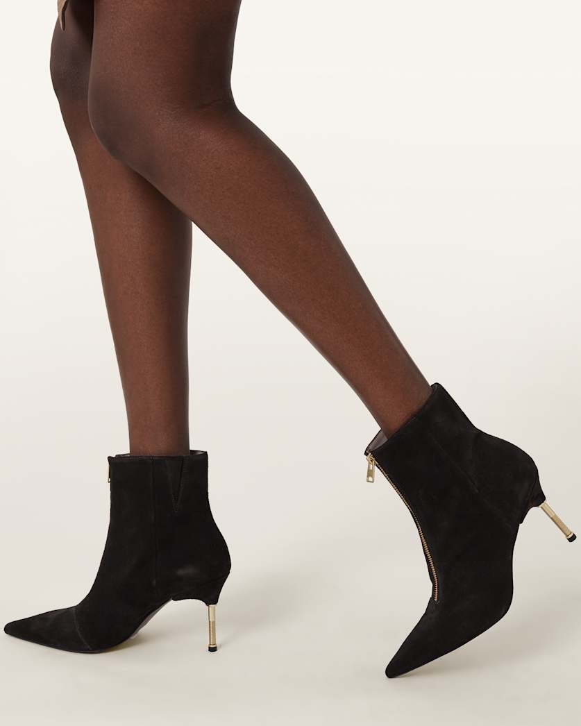 AllSaints Natasha Pointed Zip Up Suede Boots Women's Bitter Brown Women's