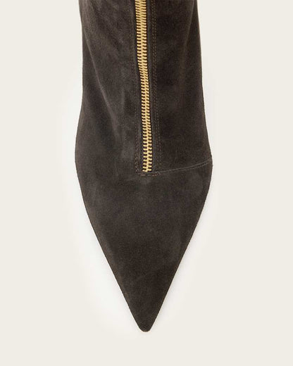 AllSaints Natasha Pointed Zip Up Suede Boots Women's Bitter Brown Women's