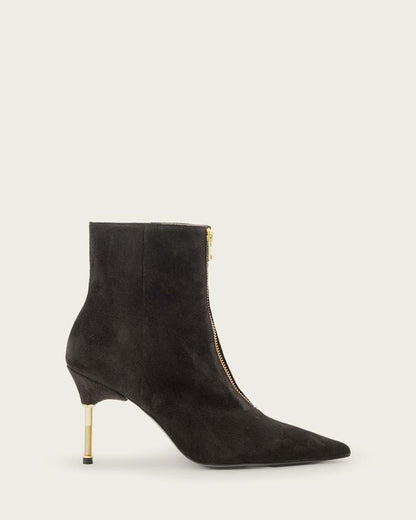 AllSaints Natasha Pointed Zip Up Suede Boots Women's Bitter Brown Women's