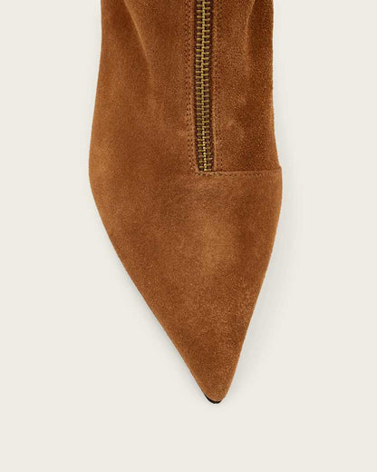 AllSaints Natasha Pointed Zip Up Suede Boots Women's Bitter Brown Women's