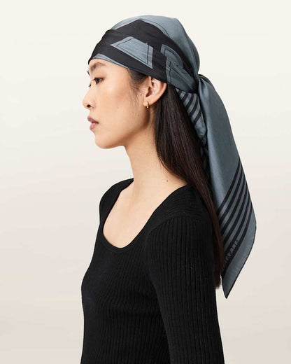 AllSaints Gothic Allsaints Silk Scarf Women's Steel Blue Women's