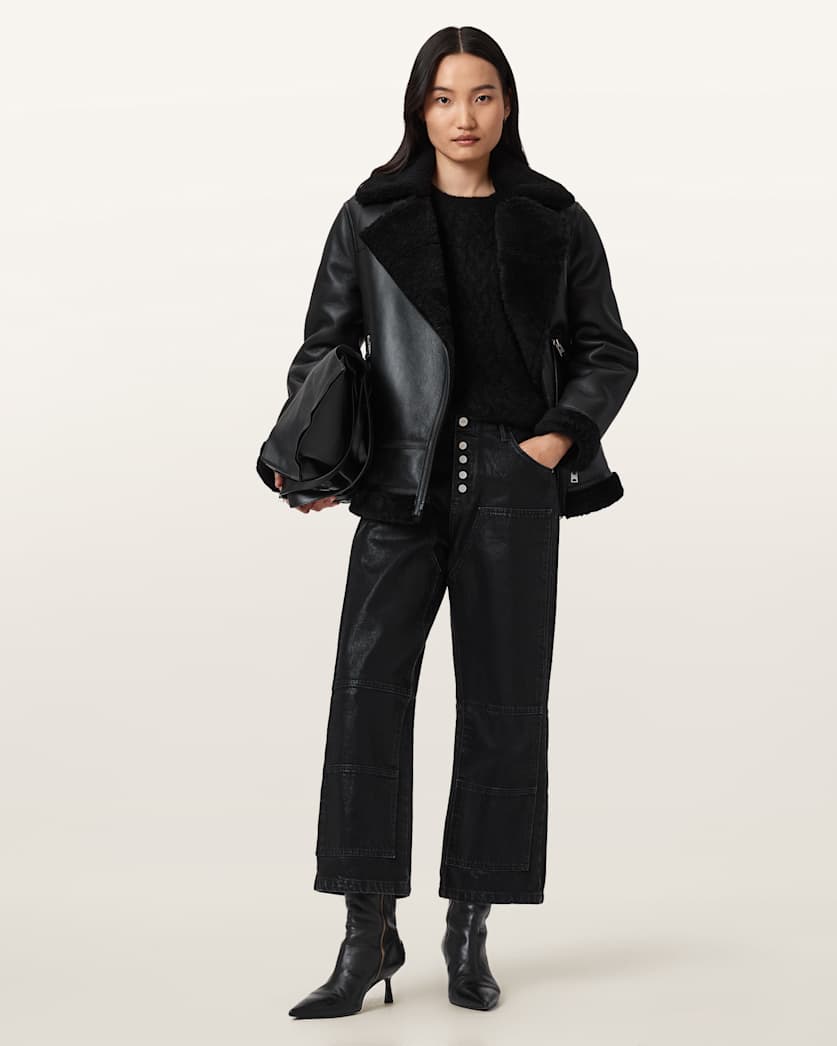 AllSaints Tay Carpenter Jeans Women's Coated Black Women's