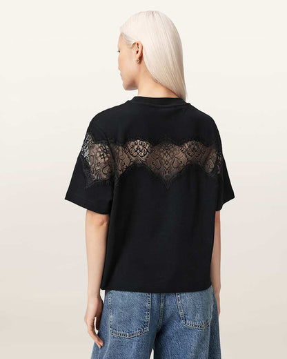 AllSaints Lisa Lace Amelie T Shirt Women's Black Women's