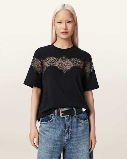 AllSaints Lisa Lace Amelie T Shirt Women's Optic White Women's