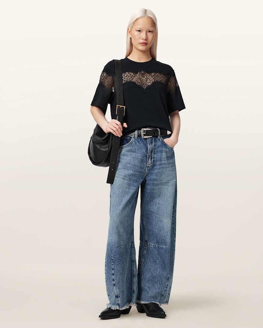 AllSaints Lisa Lace Amelie T Shirt Women's Optic White Women's