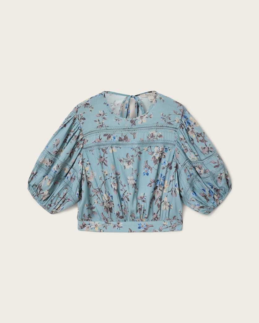 AllSaints Peony Lace Trim Cropped Top Women's Vine Black Women's
