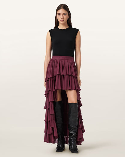 AllSaints Cavarly Maxi Skirt Women's Tawny Port Red Women's