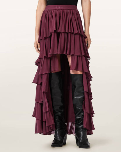 AllSaints Cavarly Maxi Skirt Women's Tawny Port Red Women's