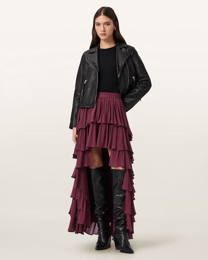 AllSaints Cavarly Maxi Skirt Women's Tawny Port Red Women's