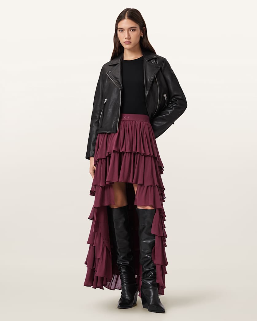 AllSaints Cavarly Maxi Skirt Women's Tawny Port Red Women's